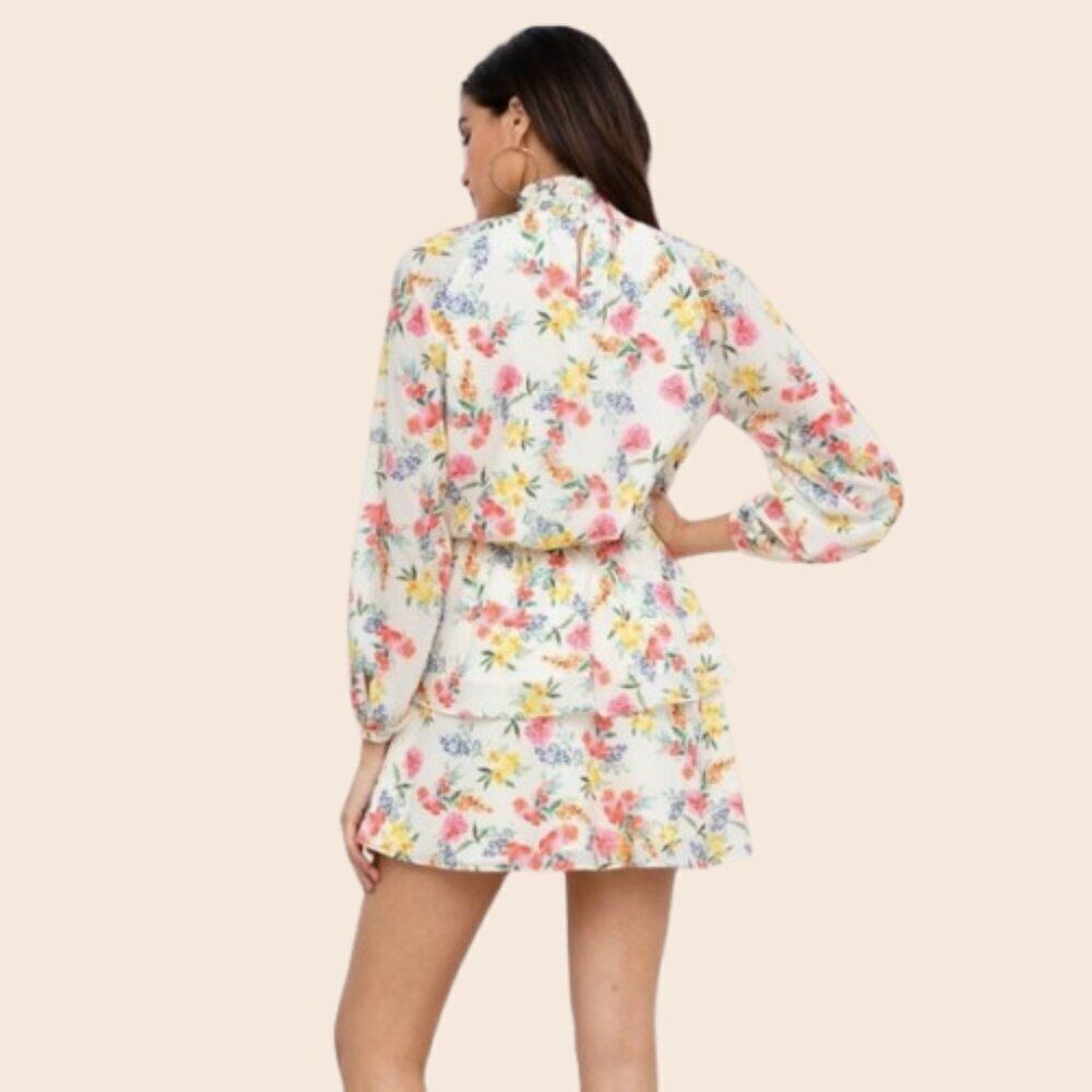 Yumi Kim Class Act Floral Mini Dress in Mulberry Ivory Size Small - Picture 2 of 12